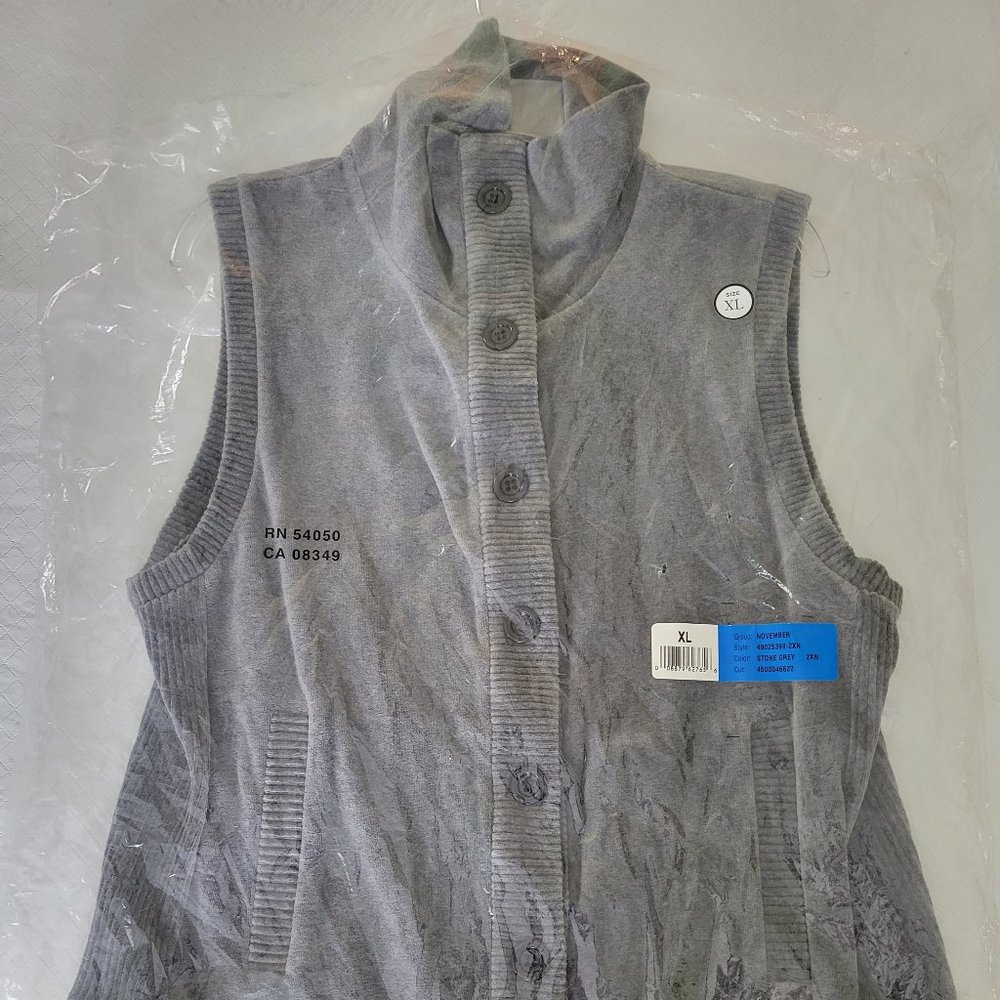 Jones New York Signature Button-down Velour Gray Vest Size XL